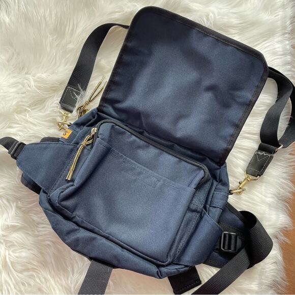 GT Hawkins | Vintage Japan Blue Canvas Outdoor Hiking Day Pack Waist Bag Zipper - Picture 4 of 7